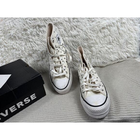 Converse Chuck Taylor All Star Lift Shoes Womens Size 7 Egret Star Print Hi Top - Picture 2 of 11